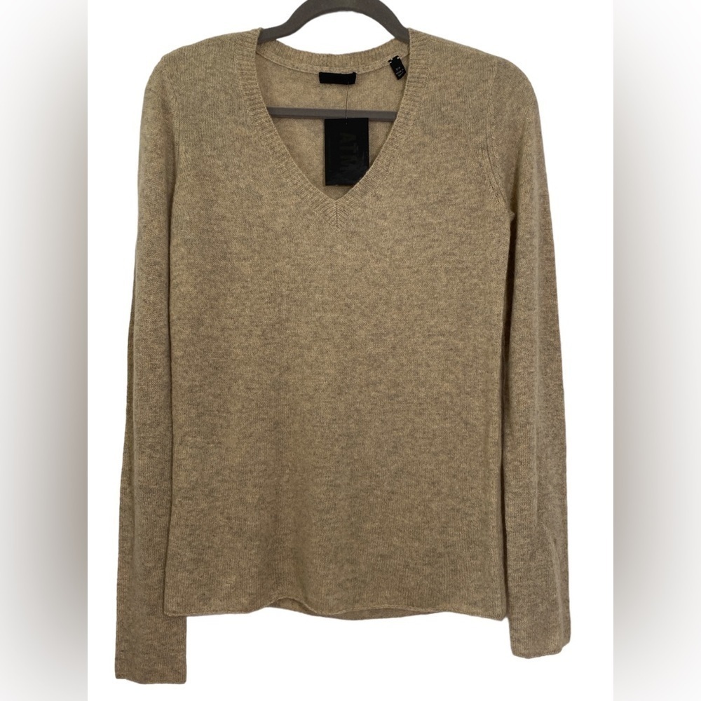 Atm Collection Cashmere V-Neck Sweater Small Soft Army Small